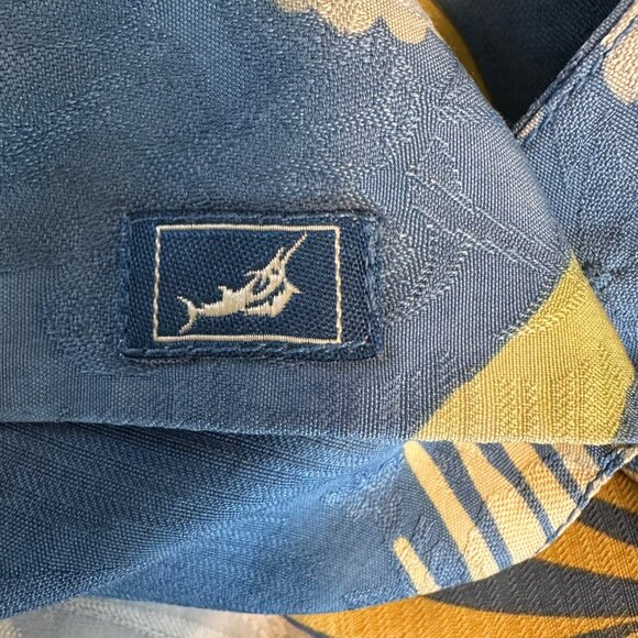 Tommy Bahama Mens Silk Blue Tropical Floral Short Sleeve Button-Down Shirt S - Picture 7 of 12